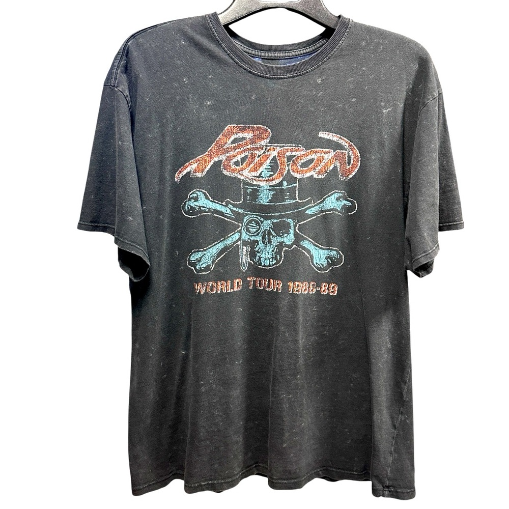 Poison Rock And Roll Graphic Stone Washed T Shirt World Tour 1988-89 Relaxed M